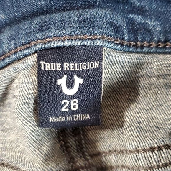 True Religion Halle Torn Fishnet Patches Skinny Distressed Jeans‎ Size 26 - Picture 10 of 12